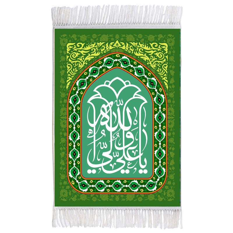 فرش ماشینی دیوارکوب اطلس آبی مدل یا علی ولی الله کد T3891