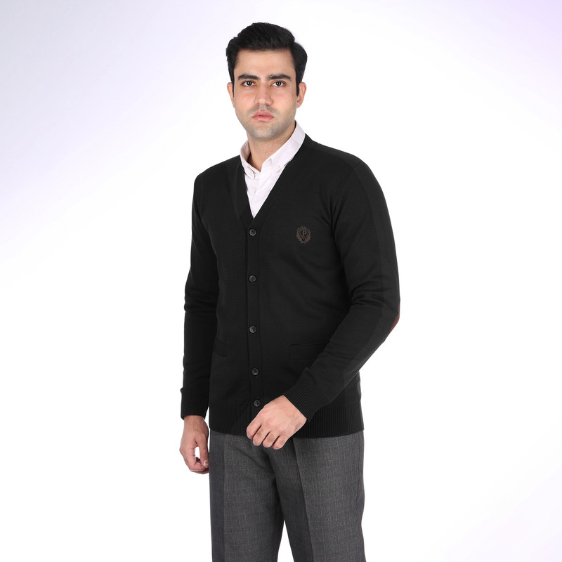 ژاکت مردانه تریکو پاییزان مدل PJ701 رنگ مشکی
