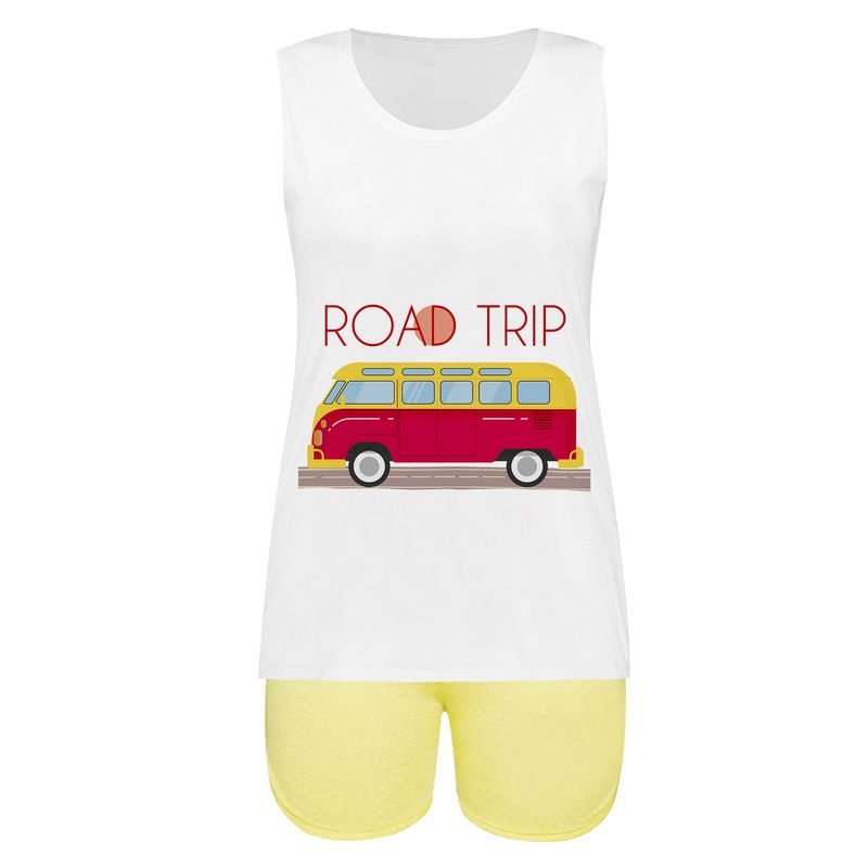ست تاپ و شلوارک زنانه طرح road trip کد 01 ye