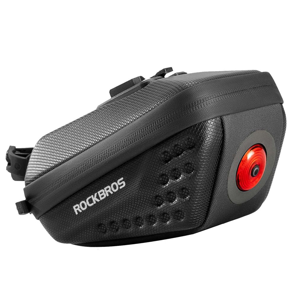 کیف زیر زین دوچرخه راک براس مدل هارد کیس چراغ دار کد 2051