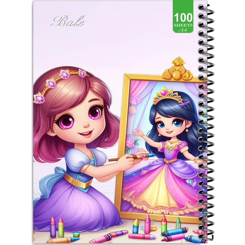 دفتر نقاشی 100 برگ بله مدل رحلی طرح فانتزی دخترانه طراحی کد A4-N338