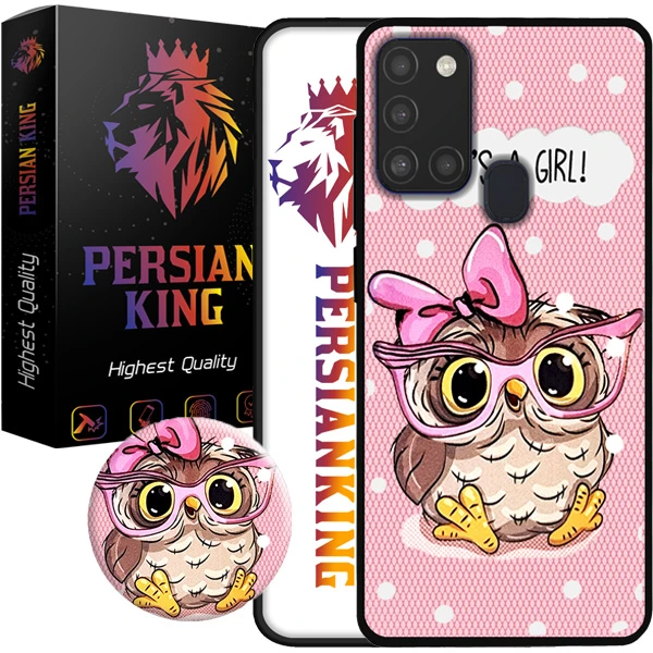 کاور پرشین کینگ مدل its girl 22 مناسب برای گوشی موبایل سامسونگ Galaxy A21S به همراه پایه نگهدارنده
