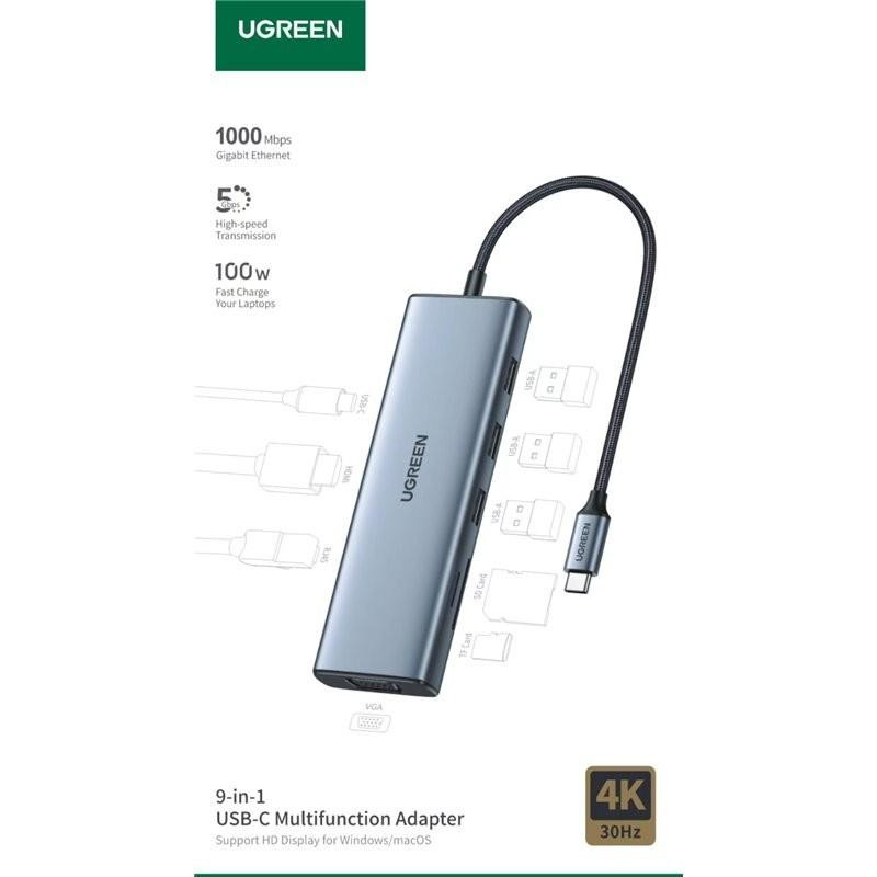 هاب ۹ پورت USB-C یوگرین مدل CM498-15600