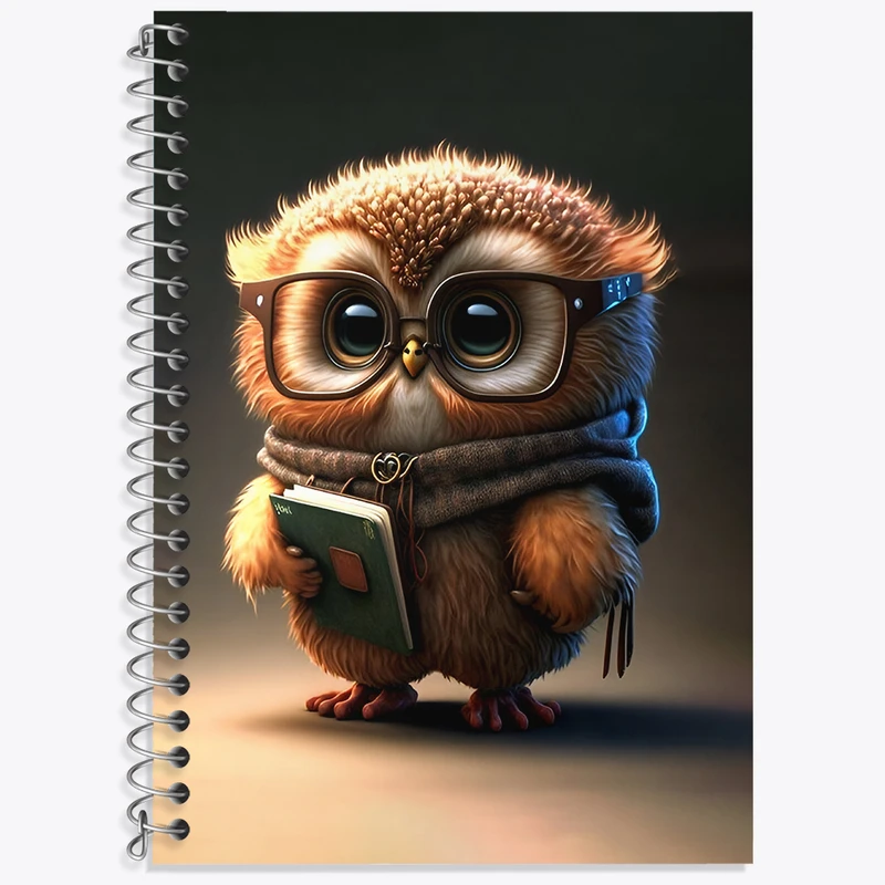 دفتر زبان 50 برگ خندالو مدل سه خط طرح جغد بامزه کد N2508