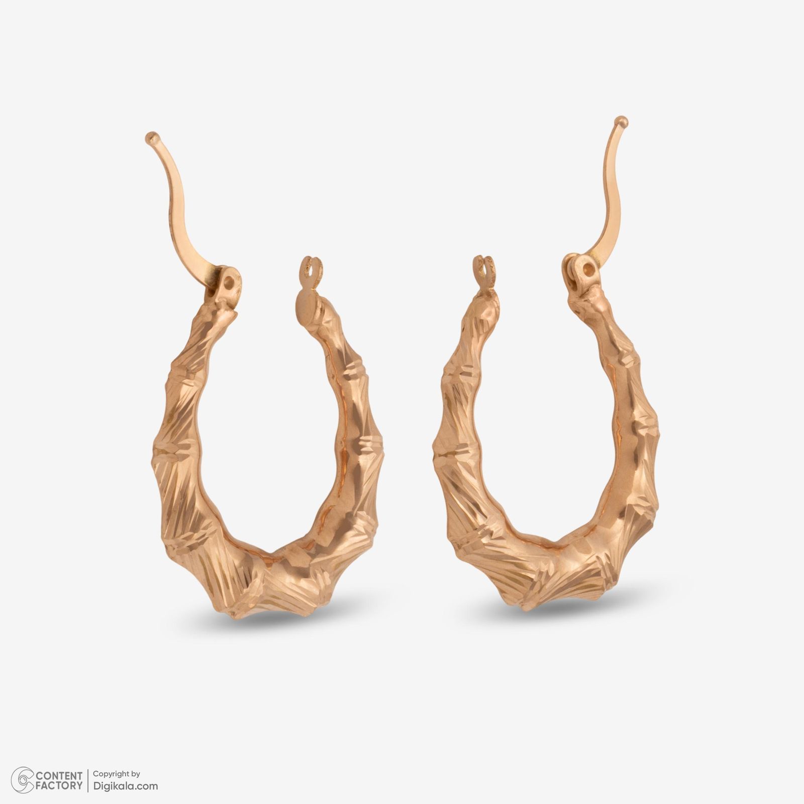 گوشواره کلیپسی طلا 18 عیار زنانه حافا گلد مدل بامبو کد e015 -  - 4