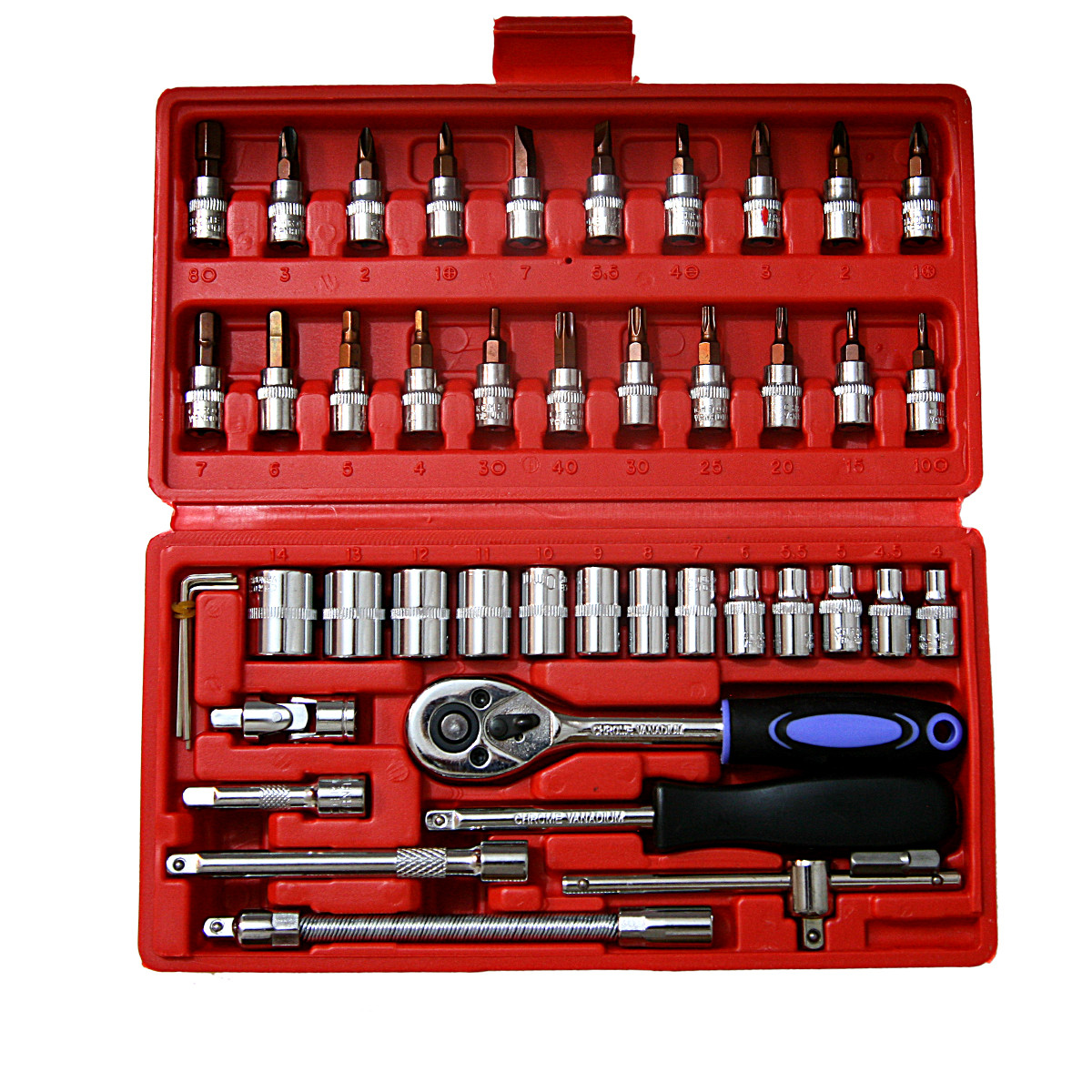 مجموعه 46 عددی آچار و سری بکس و پیچ گوشتی اسرانوی مدل A1-X04605 مجموعه 46 عددی آچار و سری بکس و پیچ گوشتی اسرانوی مدل A1-X04605