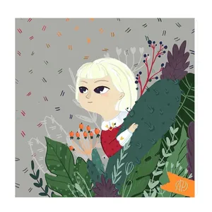 تابلو کودک و نوزاد طرح دختر در میان گل ها کد wkt204