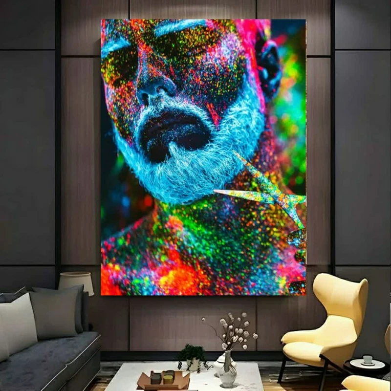 استیکر طرح آرایشگاه مردانه مدل ریش و قیچی کد BK24932