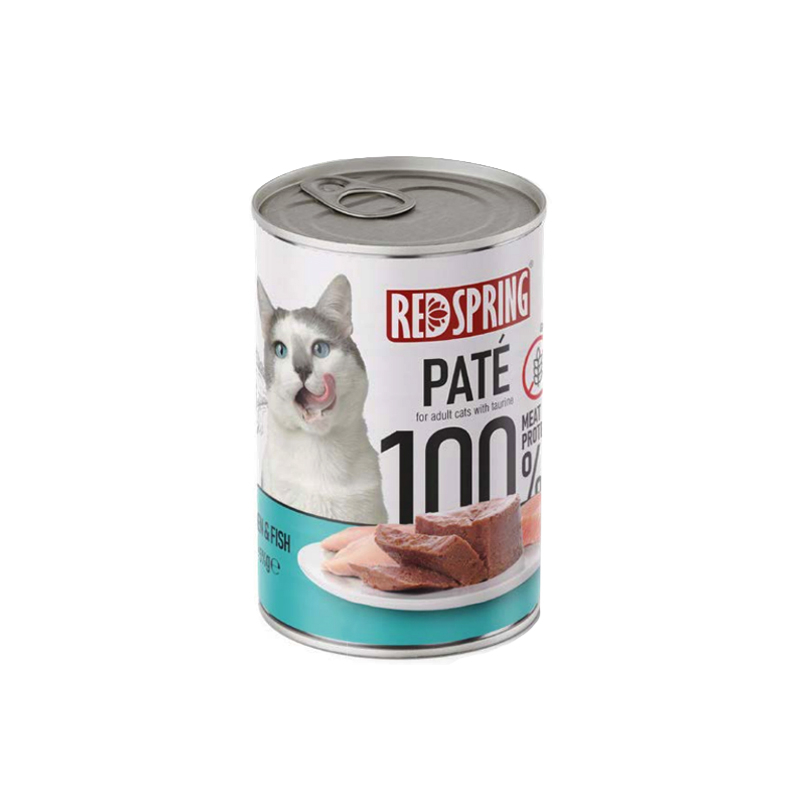 کنسرو غذای گربه بالغ رداسپرینگ مدل پته طعم مرغ و ماهی وزن 400 گرم