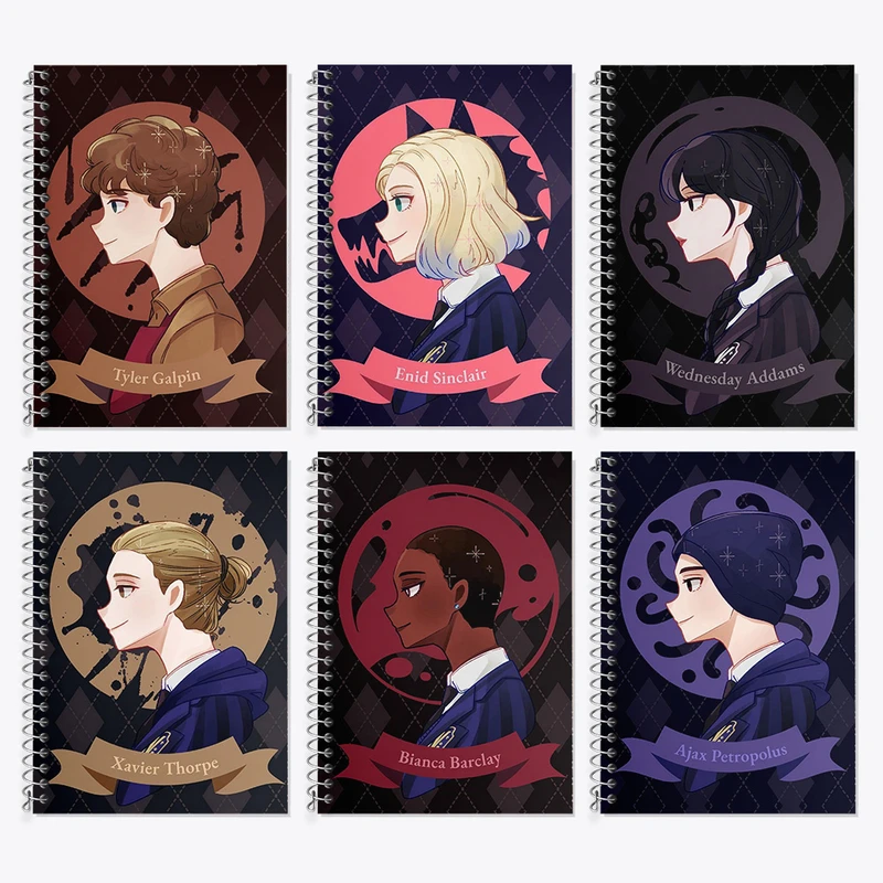 دفتر زبان 50 برگ خندالو مدل دو خط طرح ونزدی (Wednesday) کد 721 مجموعه 6 عددی