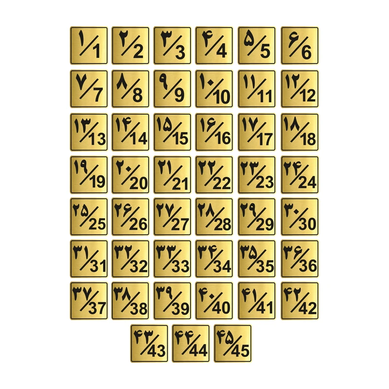 تابلو راهنما طرح پلاک اعداد مدل GNG1245 مجموعه 45 عددی