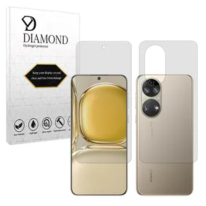 Diamond Transparent model Tough screen protector suitable for Huawei P50 Pro mobile phone along with the back of the phone