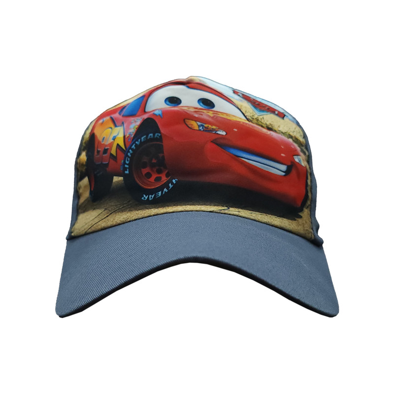 کلاه کپ پسرانه طرح ماشین مک کوئین رنگ طوسی