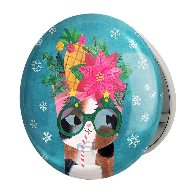 آینه جیبی خندالو طرح گربه مدل تاشو کد 5210 