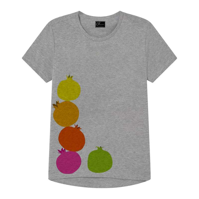 تی شرت دخترانه مدل انار کد J75 رنگ طوسی