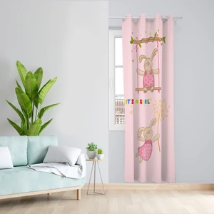 پرده مدل اتاق کودک مخمل پانچی طرح خرگوش کد 4846 سایز 140x280 سانتی متر
