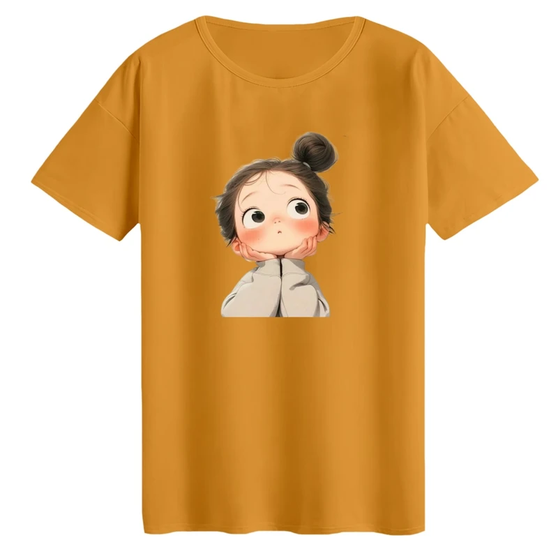 تی‌شرت لانگ آستین کوتاه زنانه مدل دختر متفکر