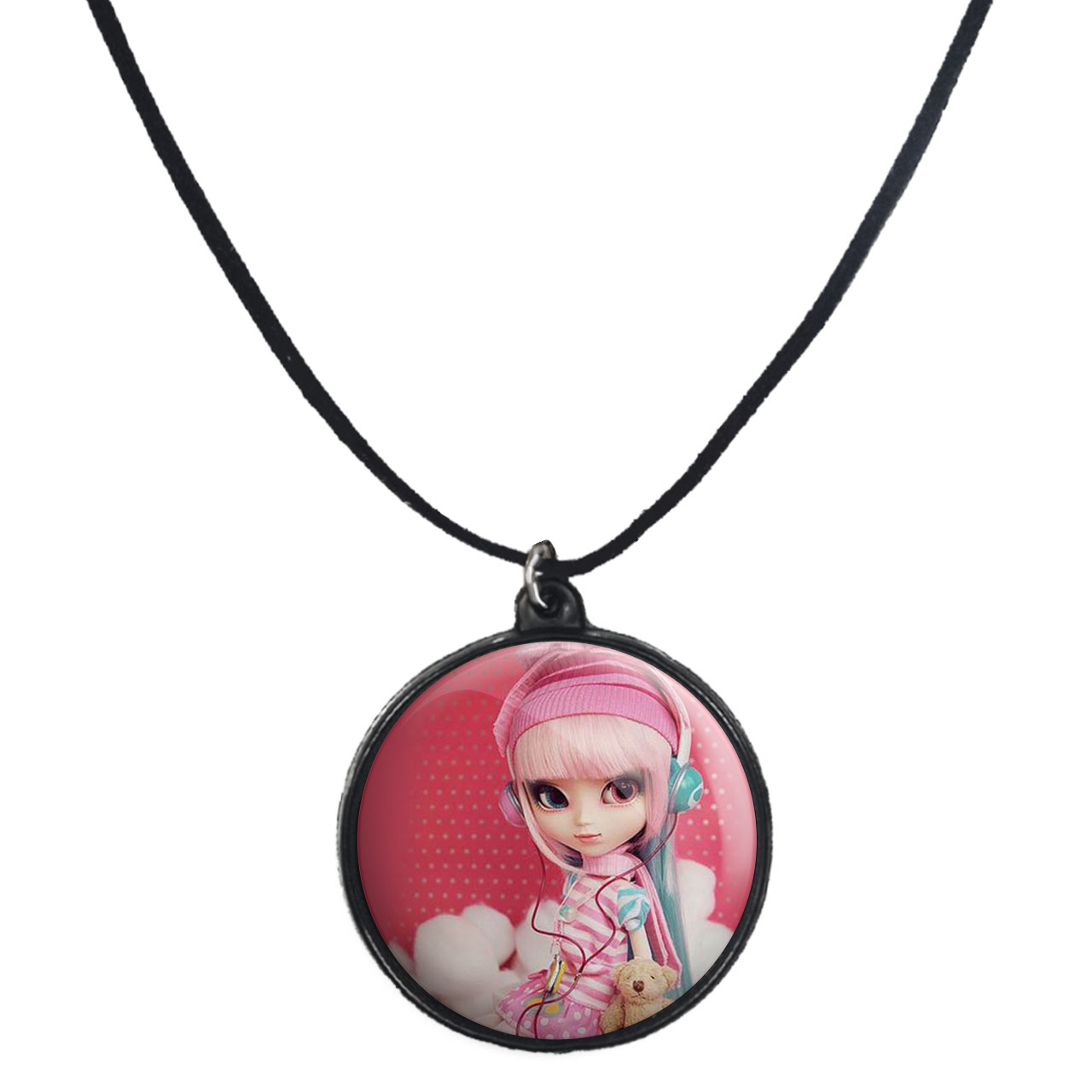 گردنبند پرمانه طرح عروسک زیبا کد pmb.2440 مدل دو طرفه