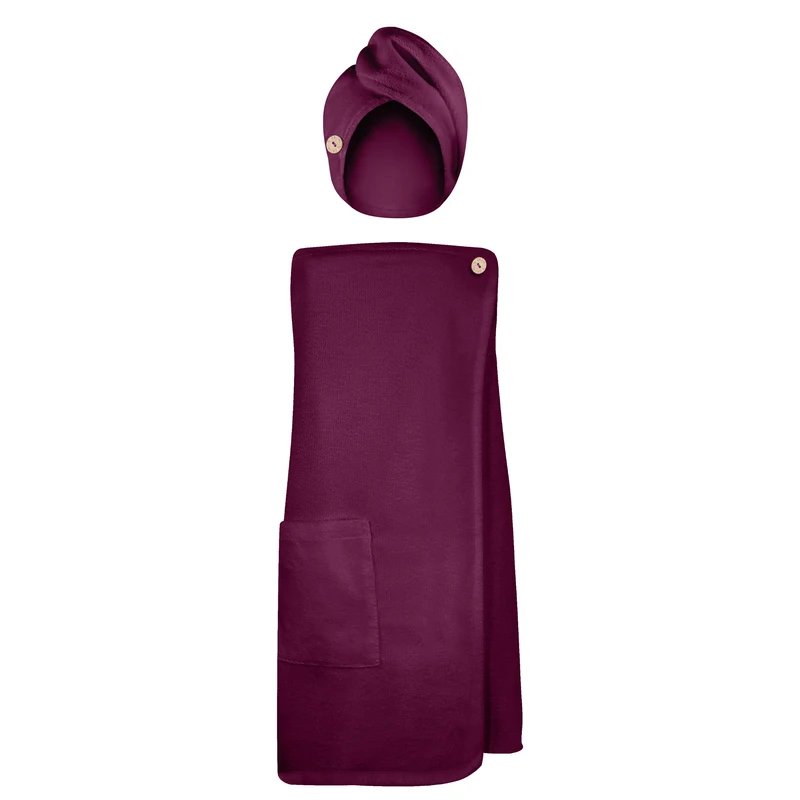 حوله استخری مدل دکلته سایز 135×80 سانتی‌متر به همراه حوله کلاهی