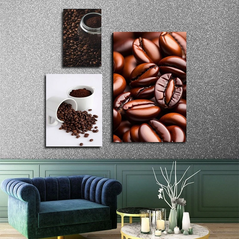 تابلو شاسی بکلیت طرح کافه و فنجان قهوه مدل SH-2822 مجموعه 3 عددی