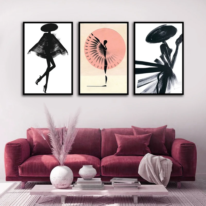 تابلو بکلیت طرح نقاشی مدرن مدل شاین اکلیلی B-1695 مجموعه 3 عددی