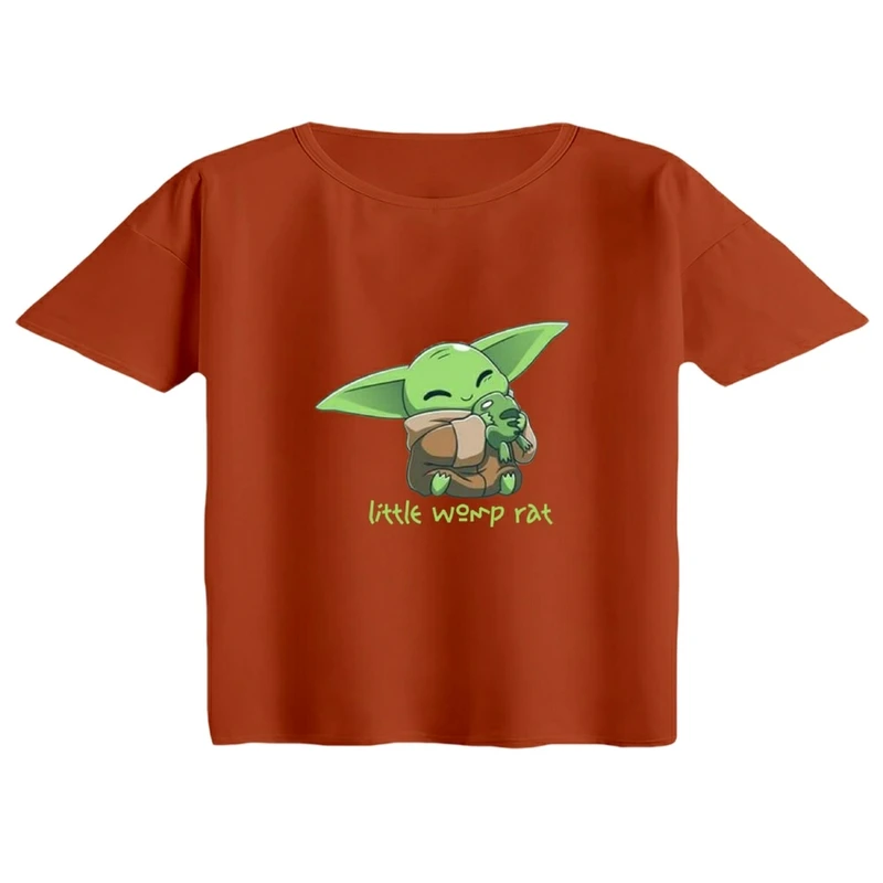 کراپ تی‌شرت آستین کوتاه زنانه مدل بیبی یودا کد 6