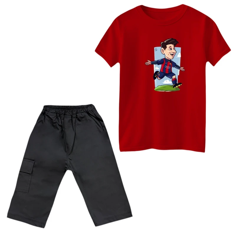 ست تی‌شرت و شلوارک پسرانه مدل مسی کد 5