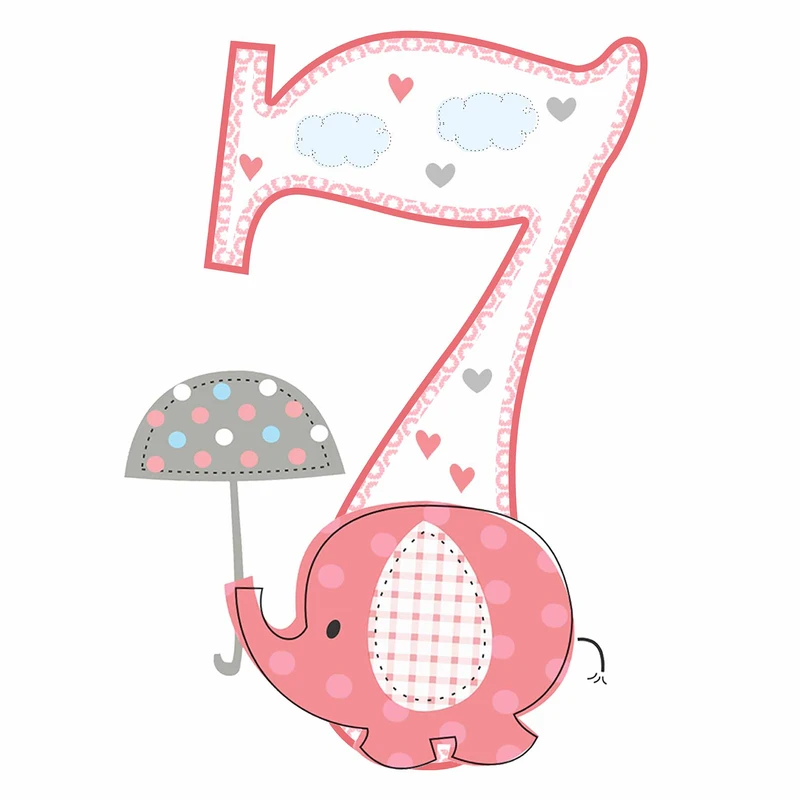  استند رومیزی تولد مدل عدد 7 طرح فیل دخترانه کد 1057