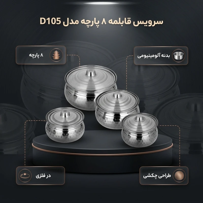 عکس شماره 2 : سرویس قابلمه 8 پارچه مدل d105