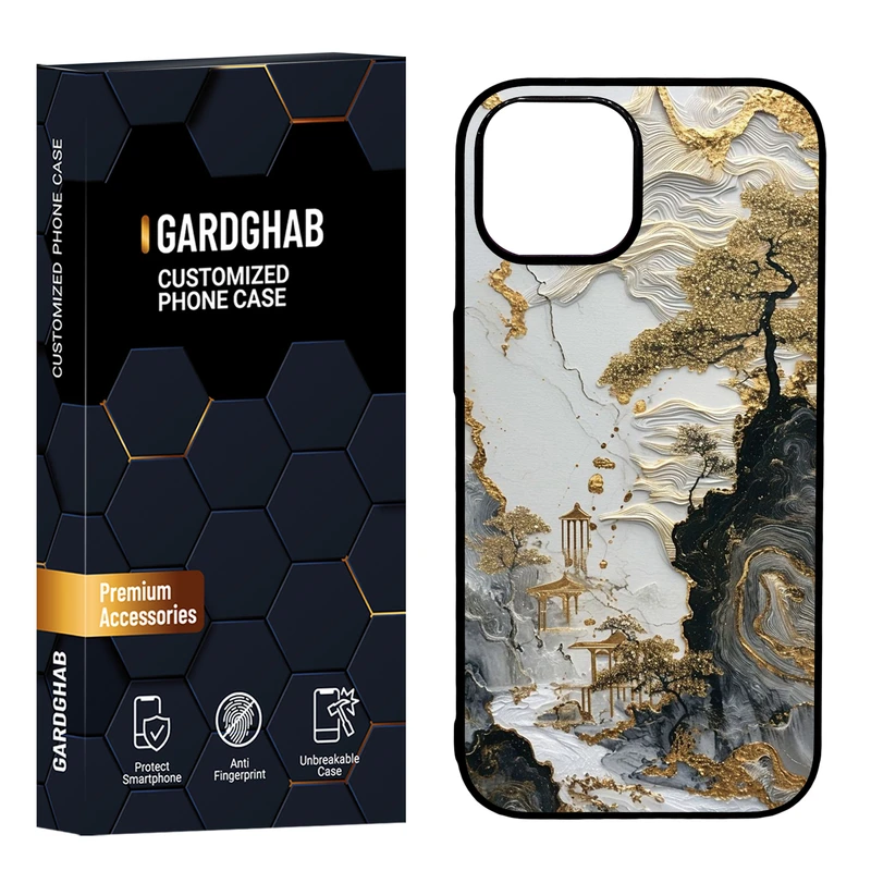 کاور گارد قاب مدل دور ژله ای پشت گلس هنری مناسب برای گوشی موبایل اپل iPhone 15 