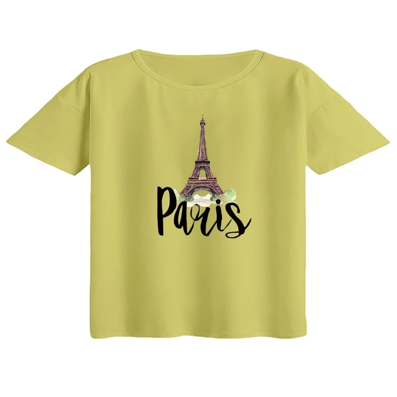 کراپ تی‌شرت آستین کوتاه زنانه مدل برج ایفل