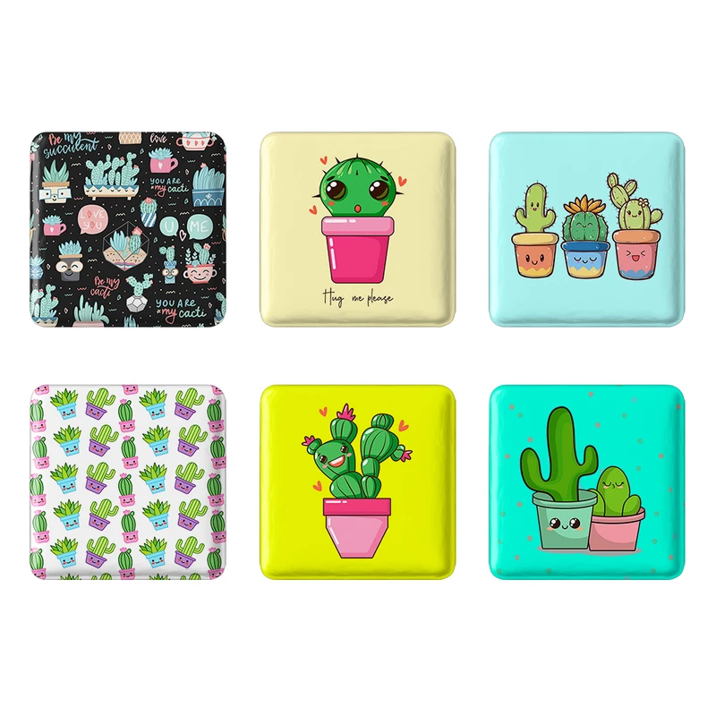 مگنت خندالو طرح کاکتوس کد 1624A مجموعه 6 عددی