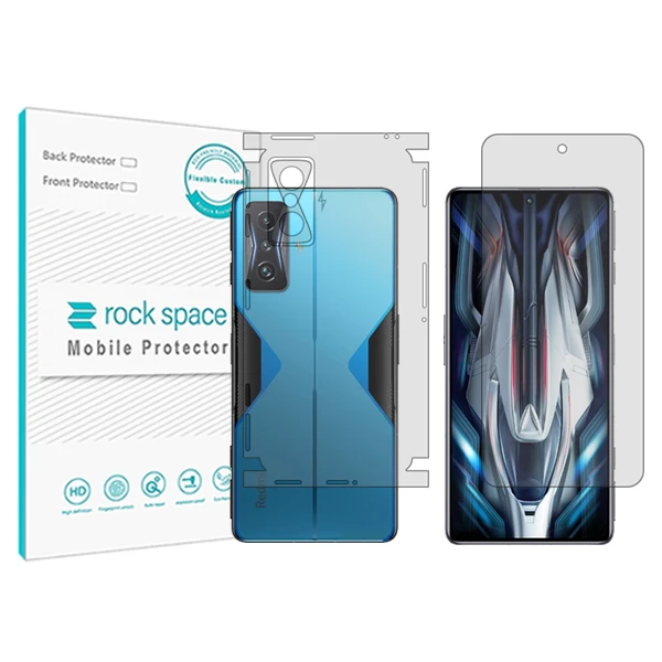 محافظ صفحه نمایش شفاف راک اسپیس مدل HyGEL  مناسب برای گوشی موبایل شیائومی Redmi K50 Gaming به همراه محافظ پشت
