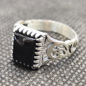 انگشتر نقره مردانه مدل سنگ عقیق کد 78