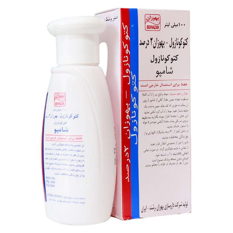 شامپو ضد شوره مو کتوکونازول مدل بهوزان  حجم 100 میلی لیتر