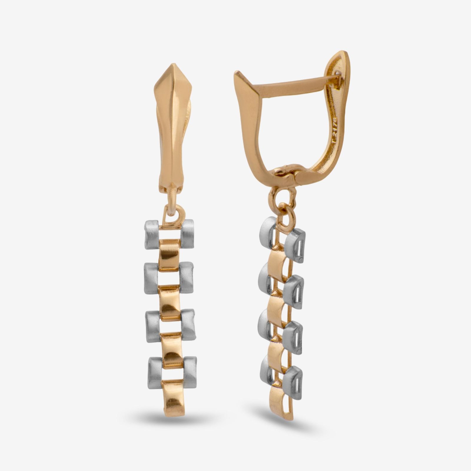 گوشواره کلیپسی طلا 18 عیار زنانه با طرح رولکس حافا گلد مدل e016 -  - 1