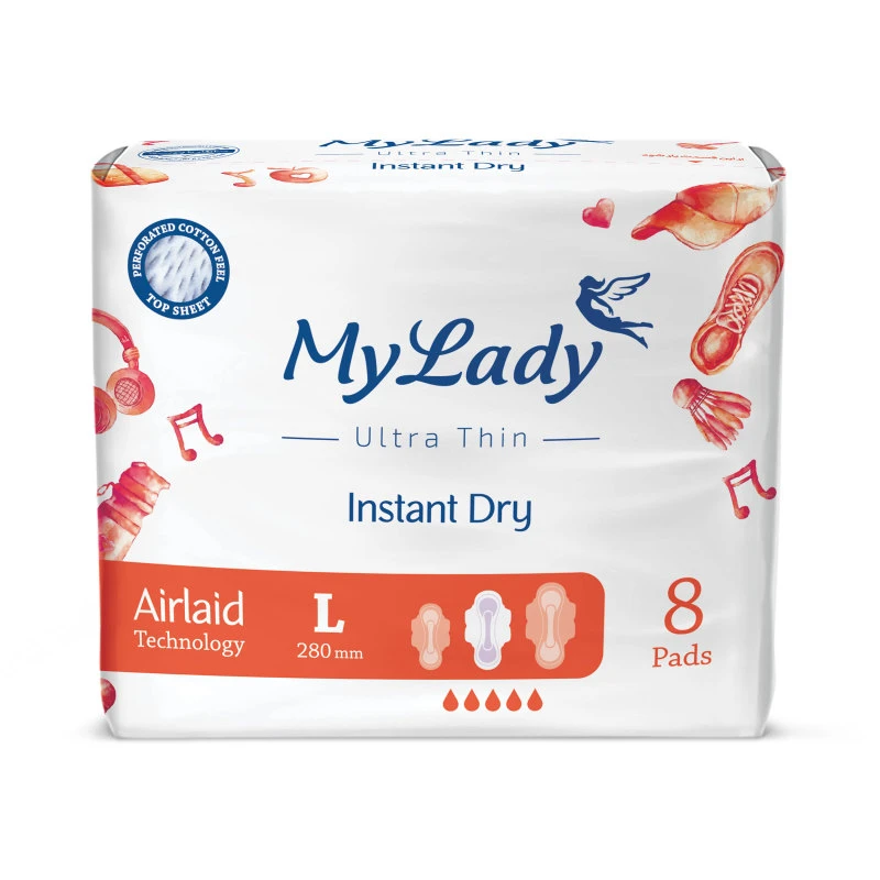 نوار بهداشتی مای لیدی مدل Instant Dry سایز بزرگ بسته 72 عددی