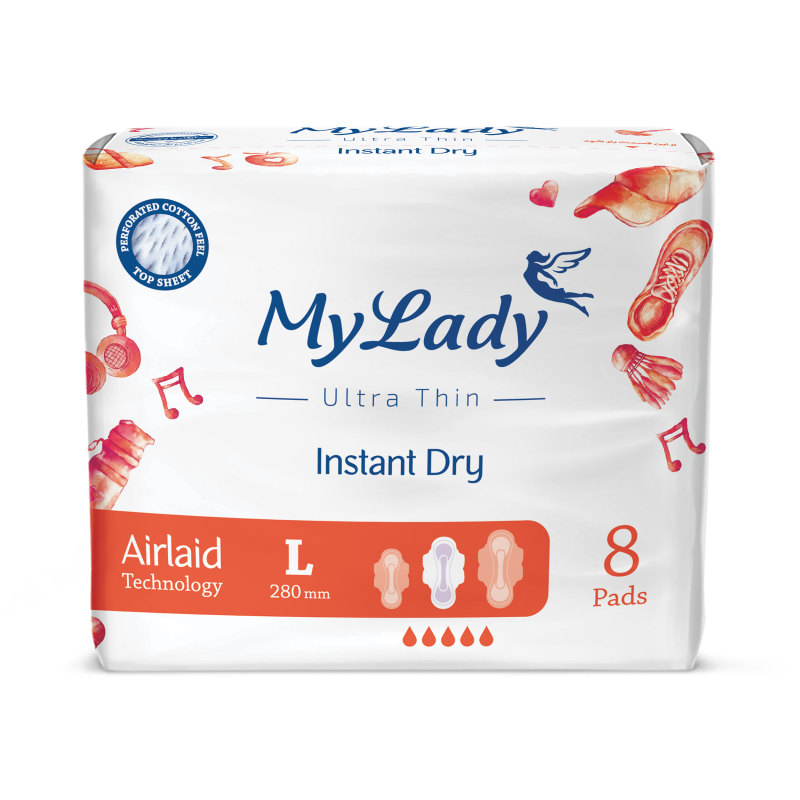 نوار بهداشتی مای لیدی مدل Instant Dry سایز بزرگ بسته 72 عددی