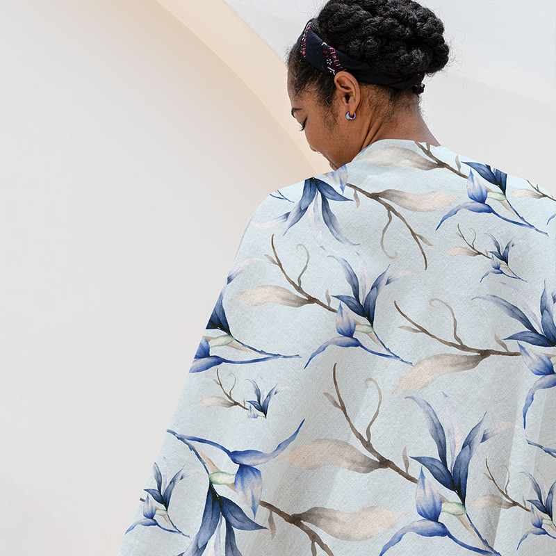 شال مبل طرح برگ کد F2SH10070 سایز 100x180 سانتی متر