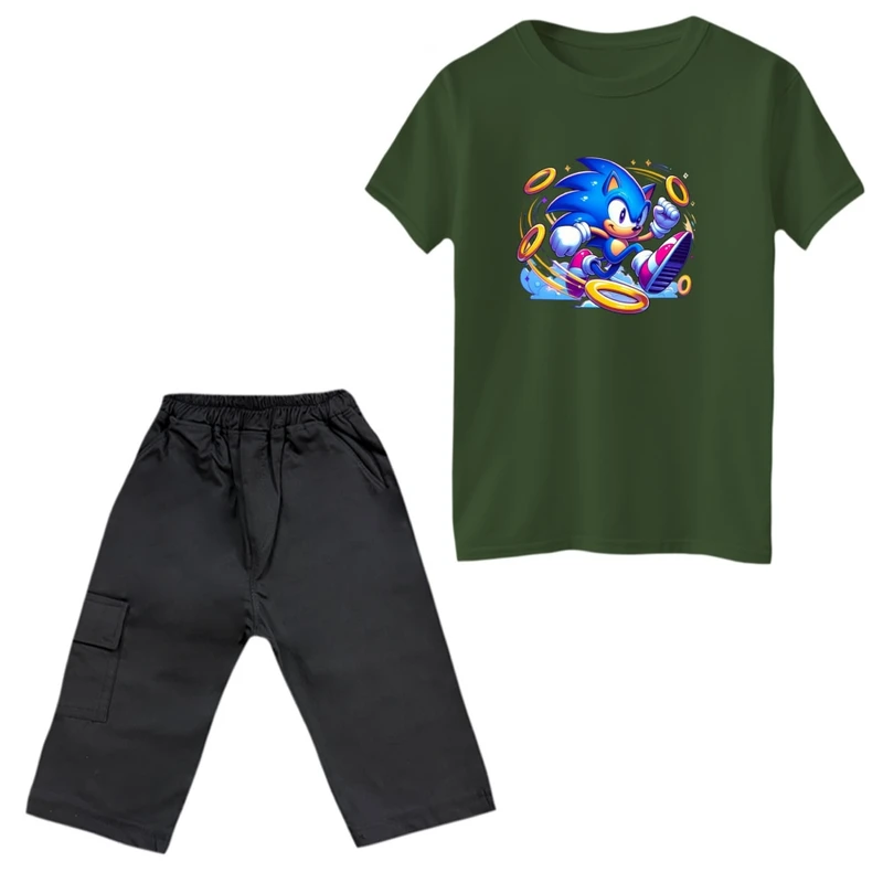 ست تی‌شرت و شلوارک دخترانه مدل سونیک کد 10