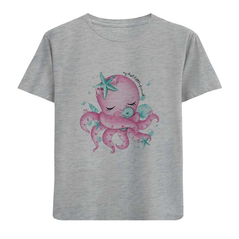 تی شرت آستین کوتاه دخترانه مدل هشت پا D413