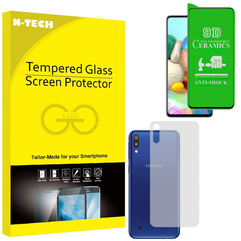  محافظ صفحه نمایش سرامیکی انتک مدل CRBKM-01 مناسب برای گوشی موبایل سامسونگ Galaxy M10 به همراه محافظ پشت گوشی 