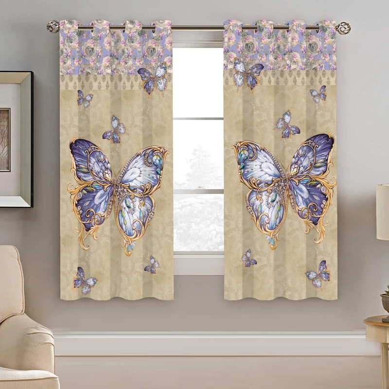 پرده نیروانا طرح پروانه مدل مخمل کد 4902 سایز 140×200 سانتی متر