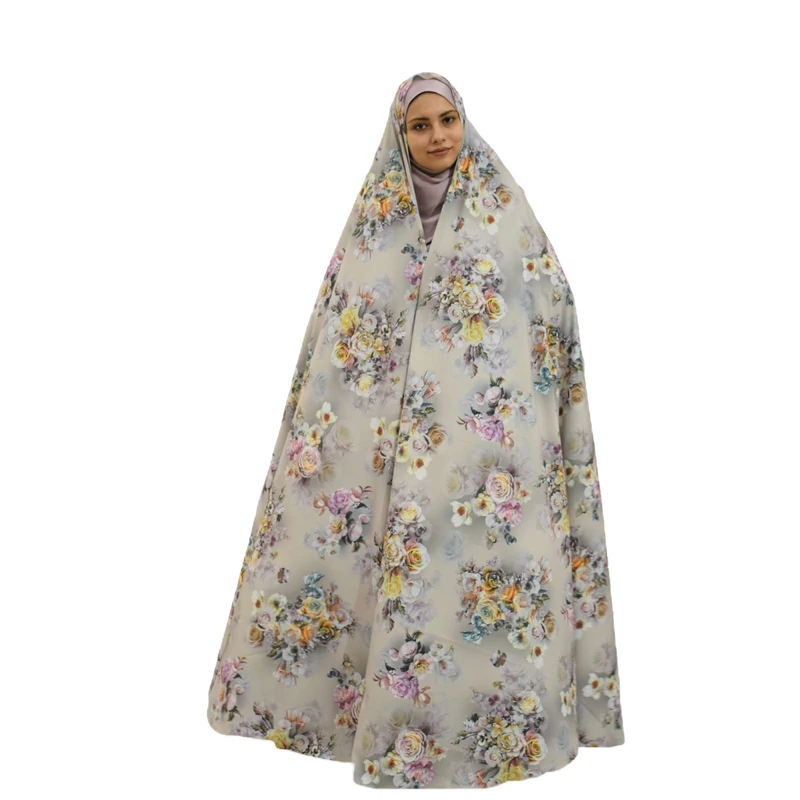 چادر نماز حجاب فاطمی مدل دسته گل رز سوپر سافت گیاهی کد  oste 8655