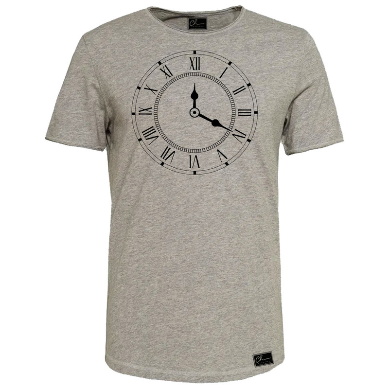 تیشرت آستین کوتاه مردانه مدل ساعت کد M282 رنگ طوسی