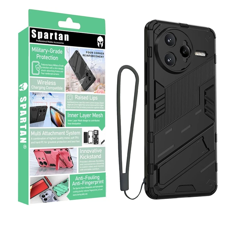 کاور اسپارتان مدل Bibercas Strap مناسب برای گوشی موبایل شیائومی Redmi K80/ Poco F7 Pro به همراه بندآویز