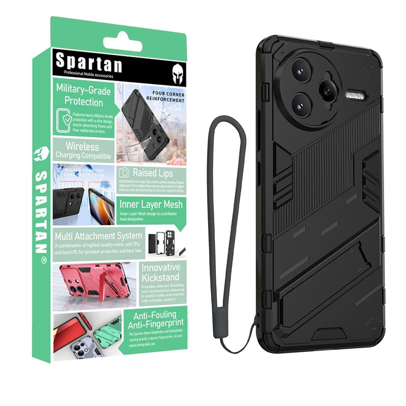 کاور اسپارتان مدل Bibercas Strap مناسب برای گوشی موبایل شیائومی Redmi K80/ Poco F7 Pro به همراه بندآویز