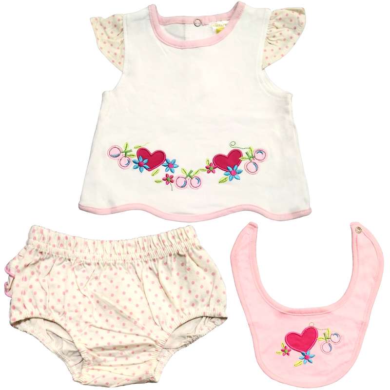 ست 3 تکه لباس نوزادی دخترانه کارترز طرح Heart کد M658