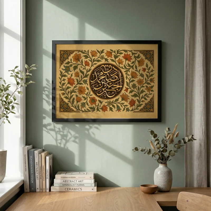 تابلو طرح شهادت امام صادق (ع) مدل G14353 فریم مشکی