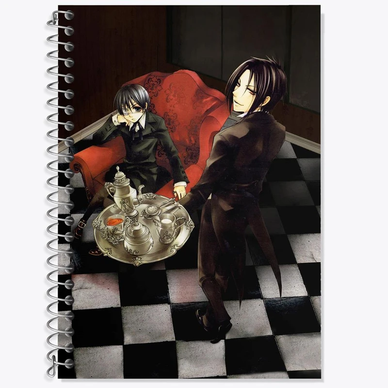 دفتر لغت 50 برگ خندالو مدل سباستین و شیل انیمه خادم سیاه Black Butler کد 16329